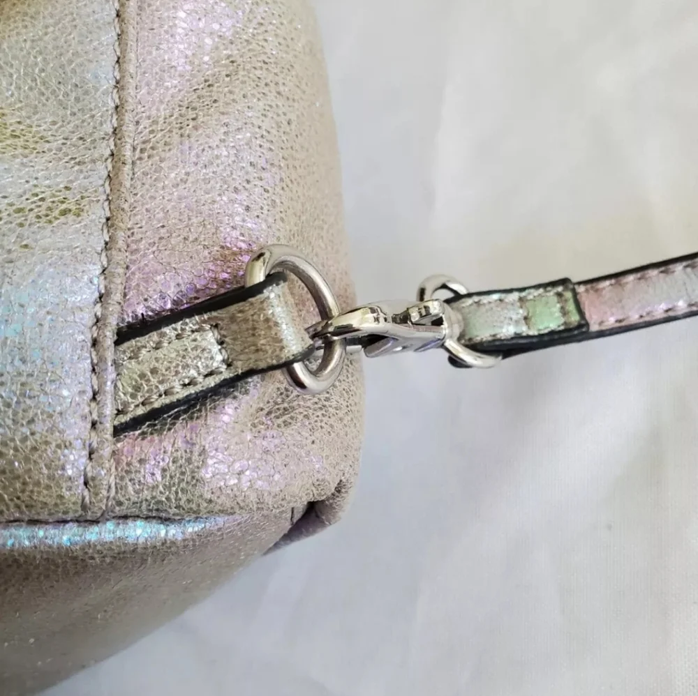 Aldo Mini Backpack Shiny Silver Faux Leather Bag 90s Rave Metallic Bag